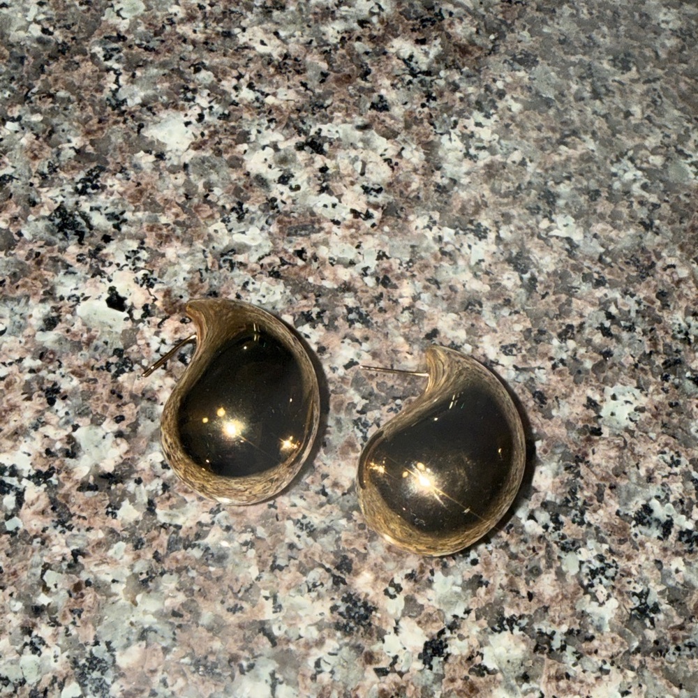 Gold Teardrop Dome Earrings